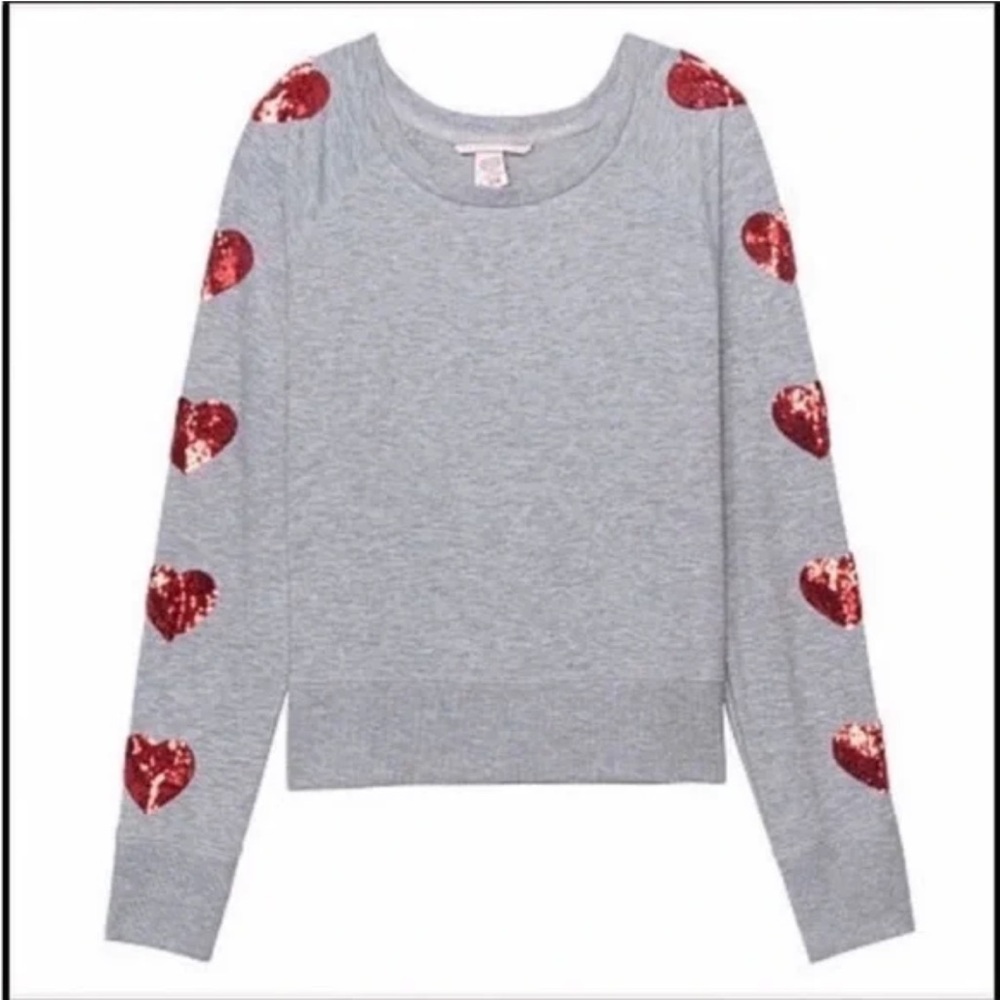 Victoria's Secret Grey Heather Heart Lounge Sweatshirt Small